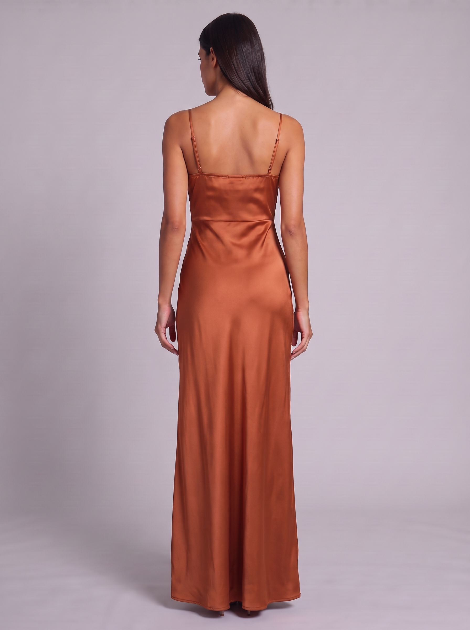 Women's Satin Maxi Dress with Spaghetti Straps