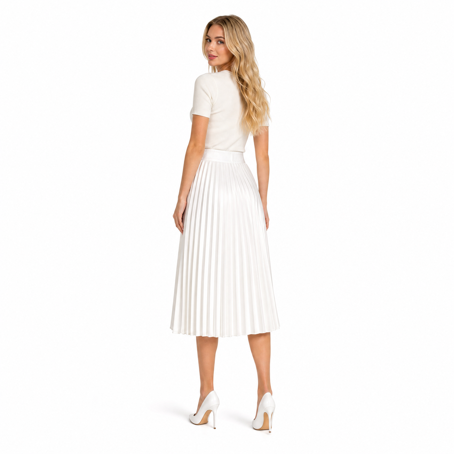 Women's Satin Pleated A-Line Midi Skirt