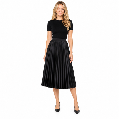 Women's Satin Pleated A-Line Midi Skirt