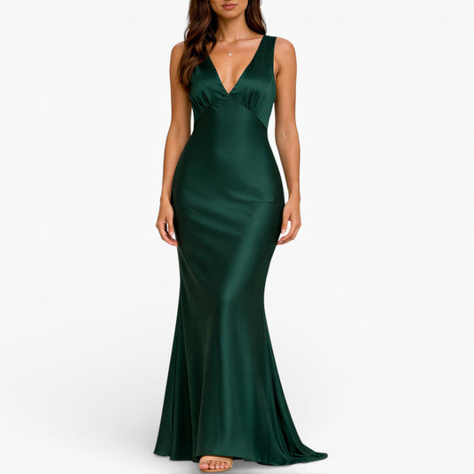 Women's Satin Sleeveless Maxi Dress