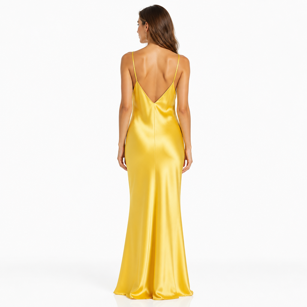 Women's Satin Slip Dress V-Neck Spaghetti-Strap