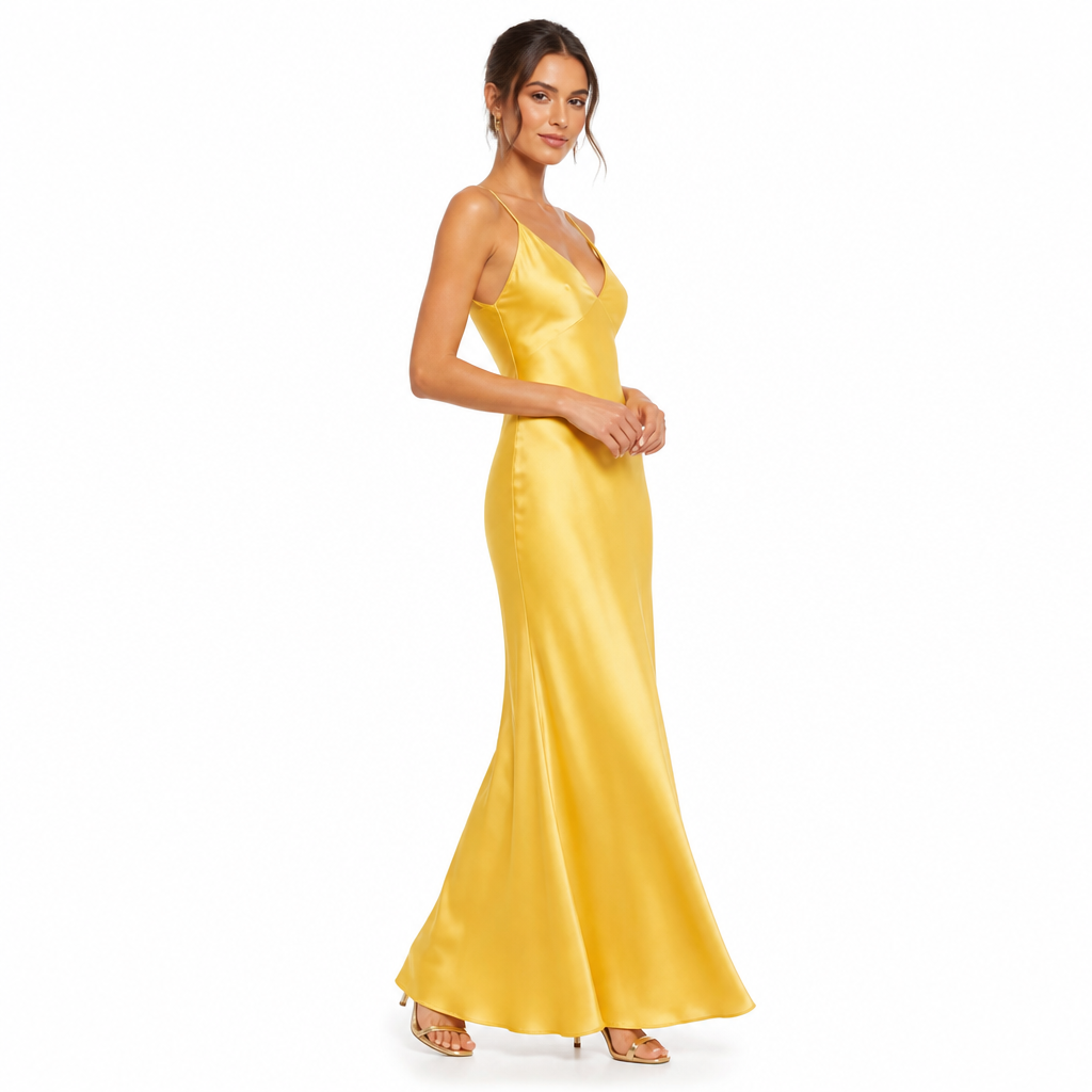 Women's Satin Slip Dress V-Neck Spaghetti-Strap