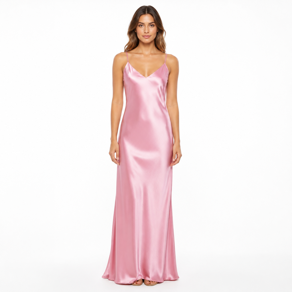 Women's Satin Slip Dress V-Neck Spaghetti-Strap