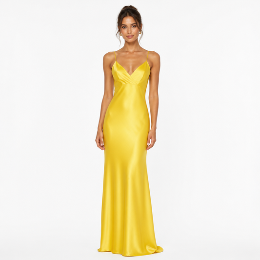 Women's Satin Slip Dress V-Neck Spaghetti-Strap