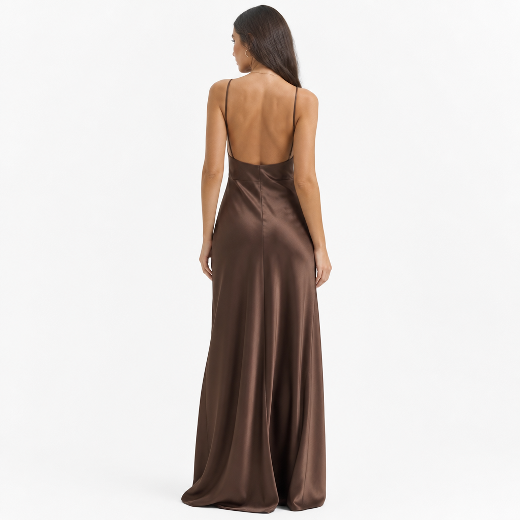 Women's Satin Spaghetti-Strap Maxi Dress