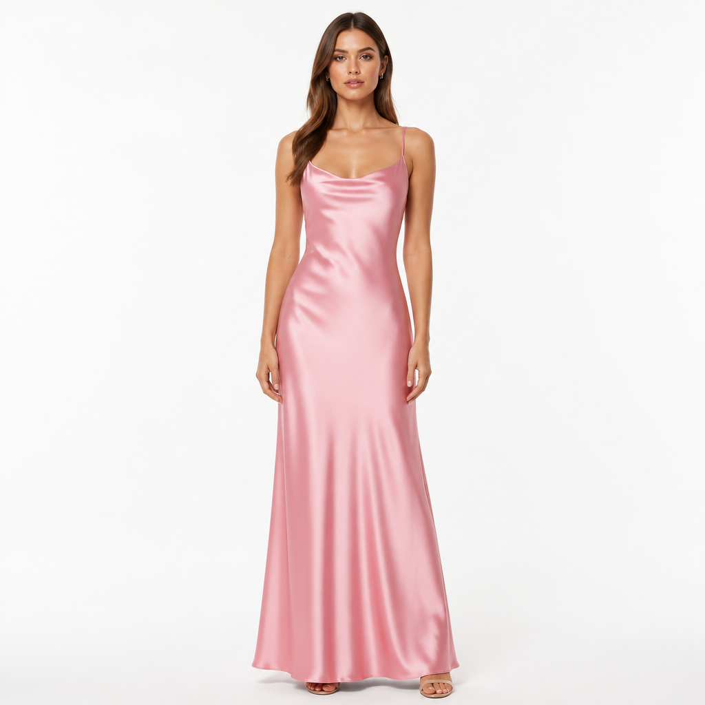 Women's Satin Spaghetti-Strap Maxi Dress