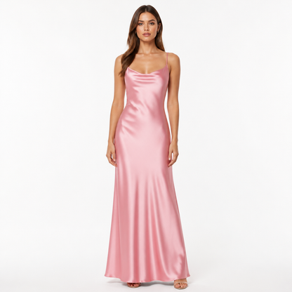 Women's Satin Spaghetti-Strap Maxi Dress