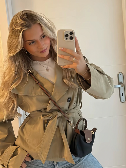 Women's Short Jacket with Tie Belt