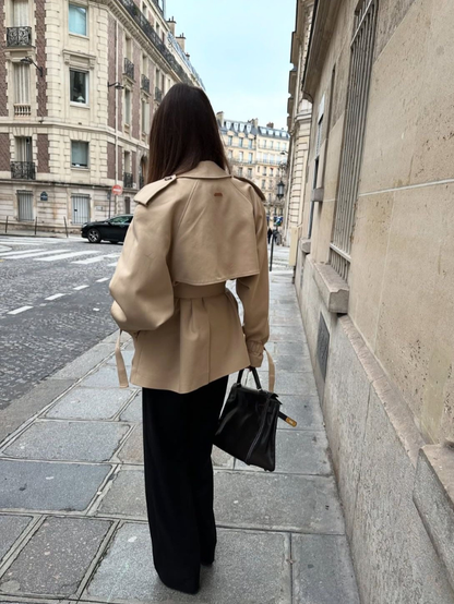 Women's Short Jacket with Tie Belt