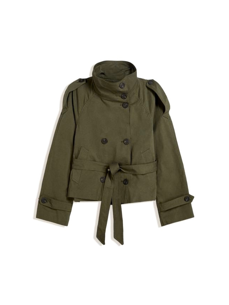 Women's Short Jacket with Tie Belt