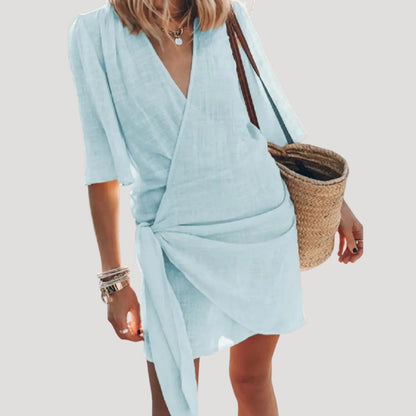Women's Short Sleeve Wrap Dress for Summer
