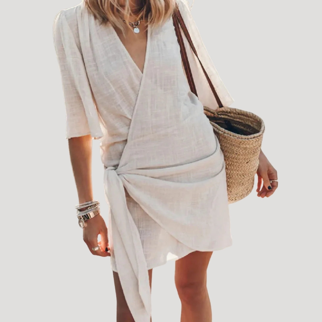 Women's Short Sleeve Wrap Dress for Summer
