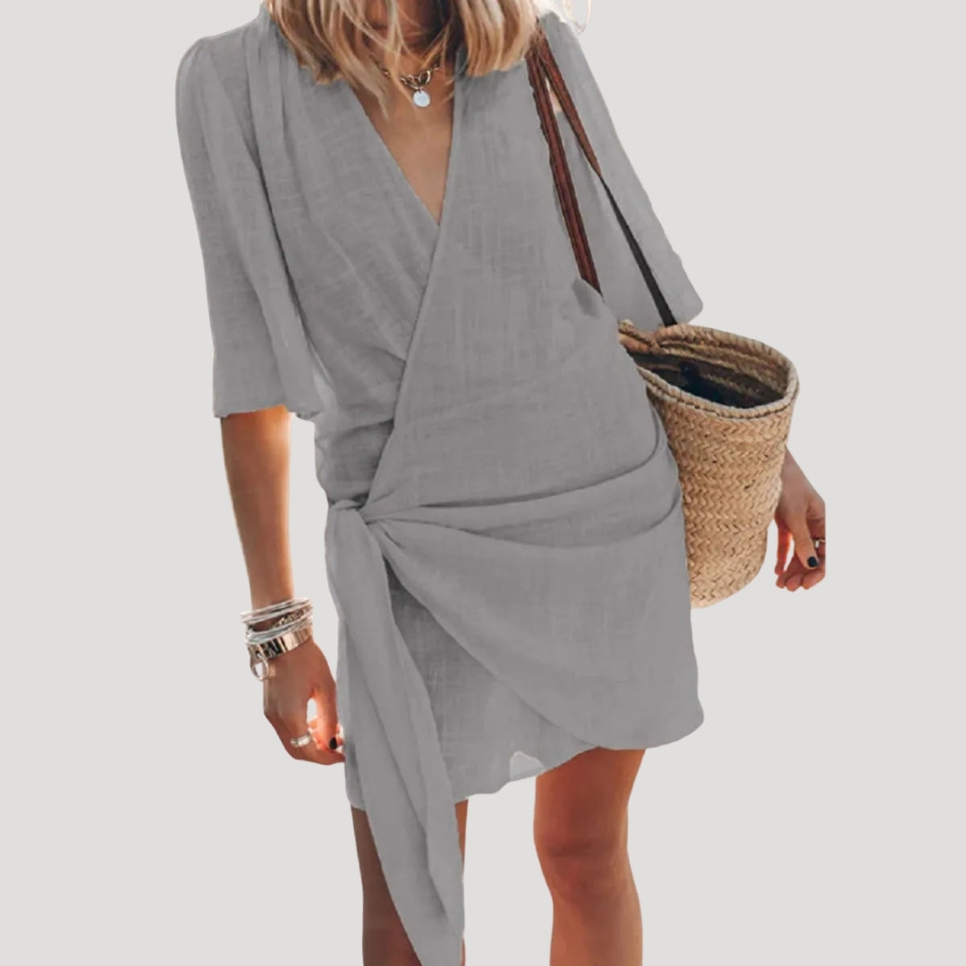 Women's Short Sleeve Wrap Dress for Summer