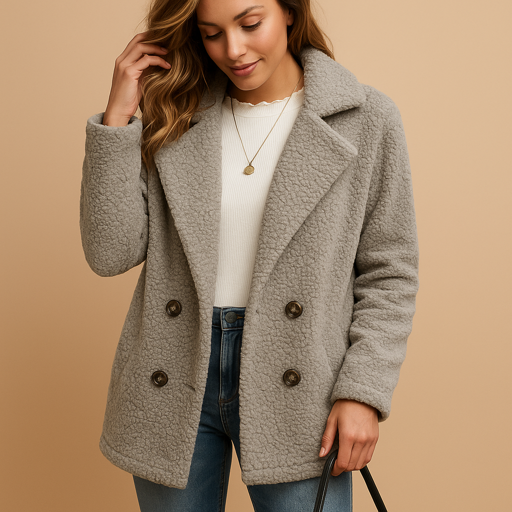Women's Short Winter Coat with Button Closure