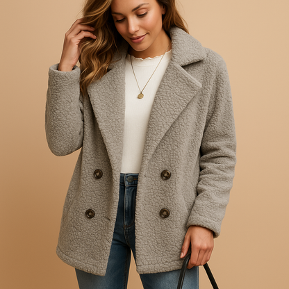 Women's Short Winter Coat with Button Closure