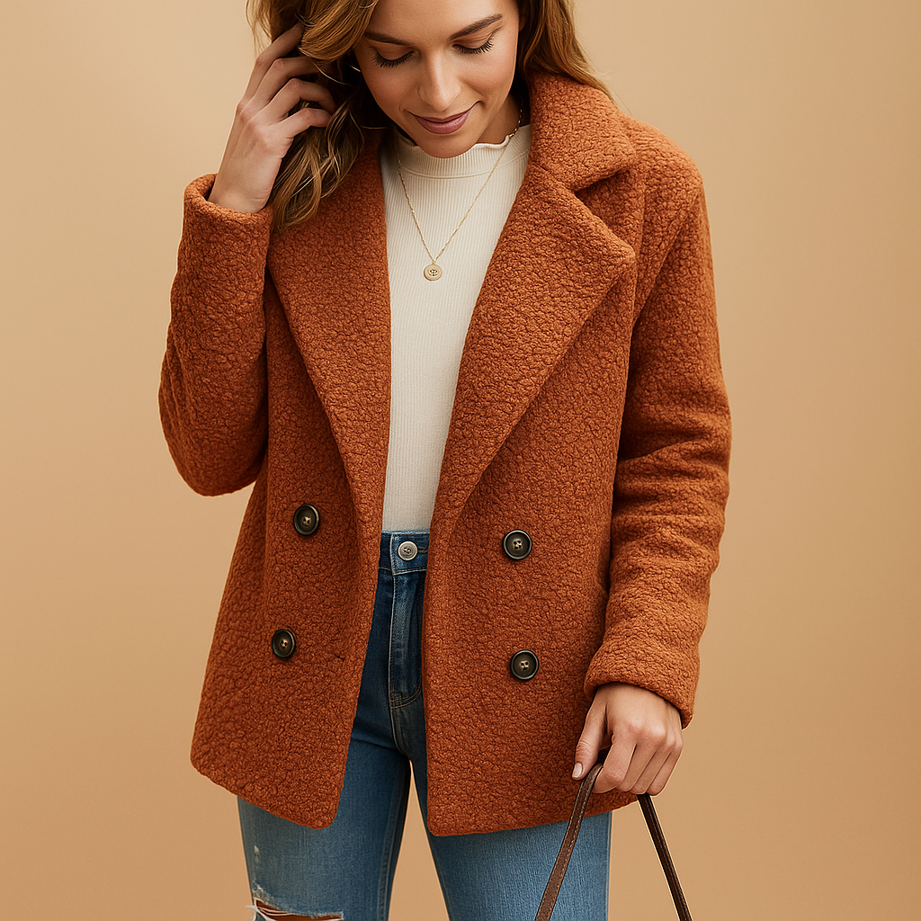 Women's Short Winter Coat with Button Closure