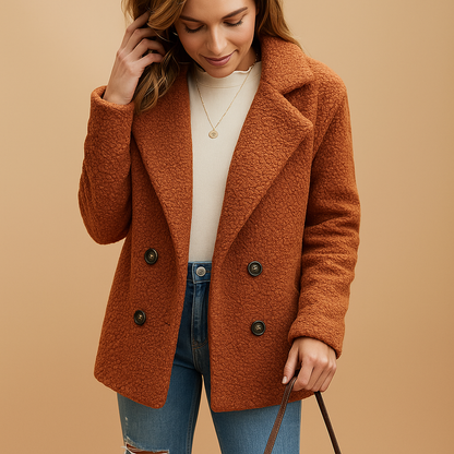Women's Short Winter Coat with Button Closure