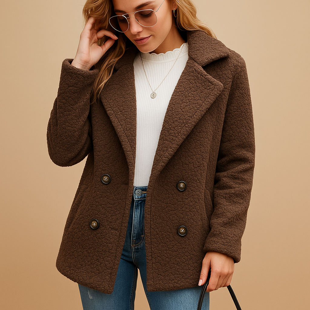 Women's Short Winter Coat with Button Closure