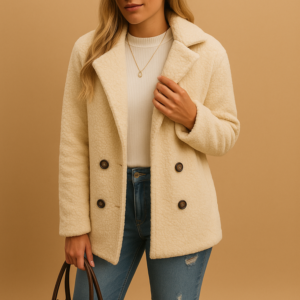 Women's Short Winter Coat with Button Closure