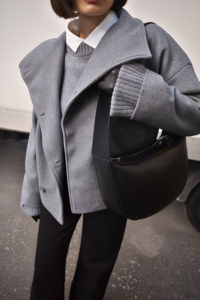 Women's Short Wool Jacket with Double Snap Closure