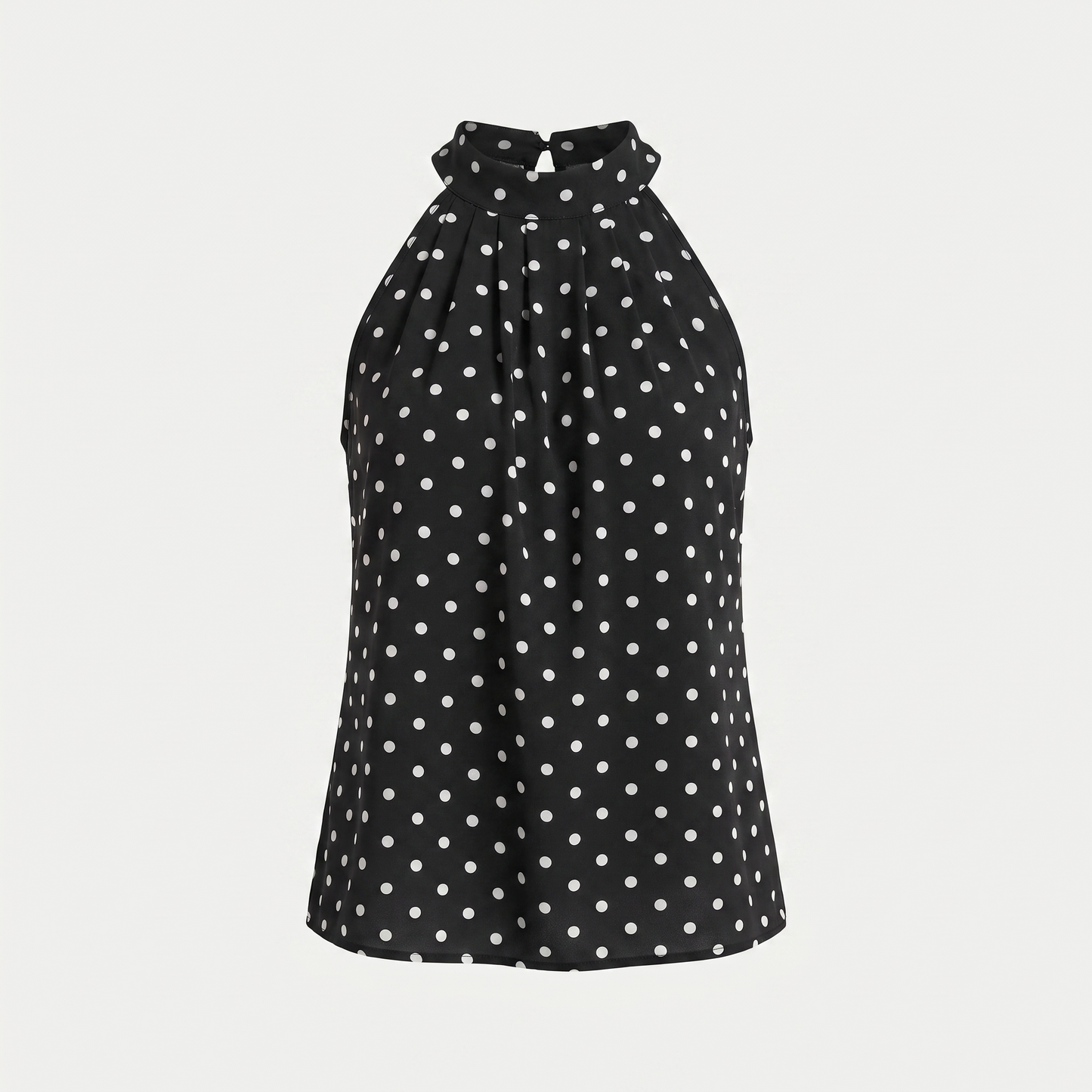Women's Sleeveless High Neck Polka Dot Top