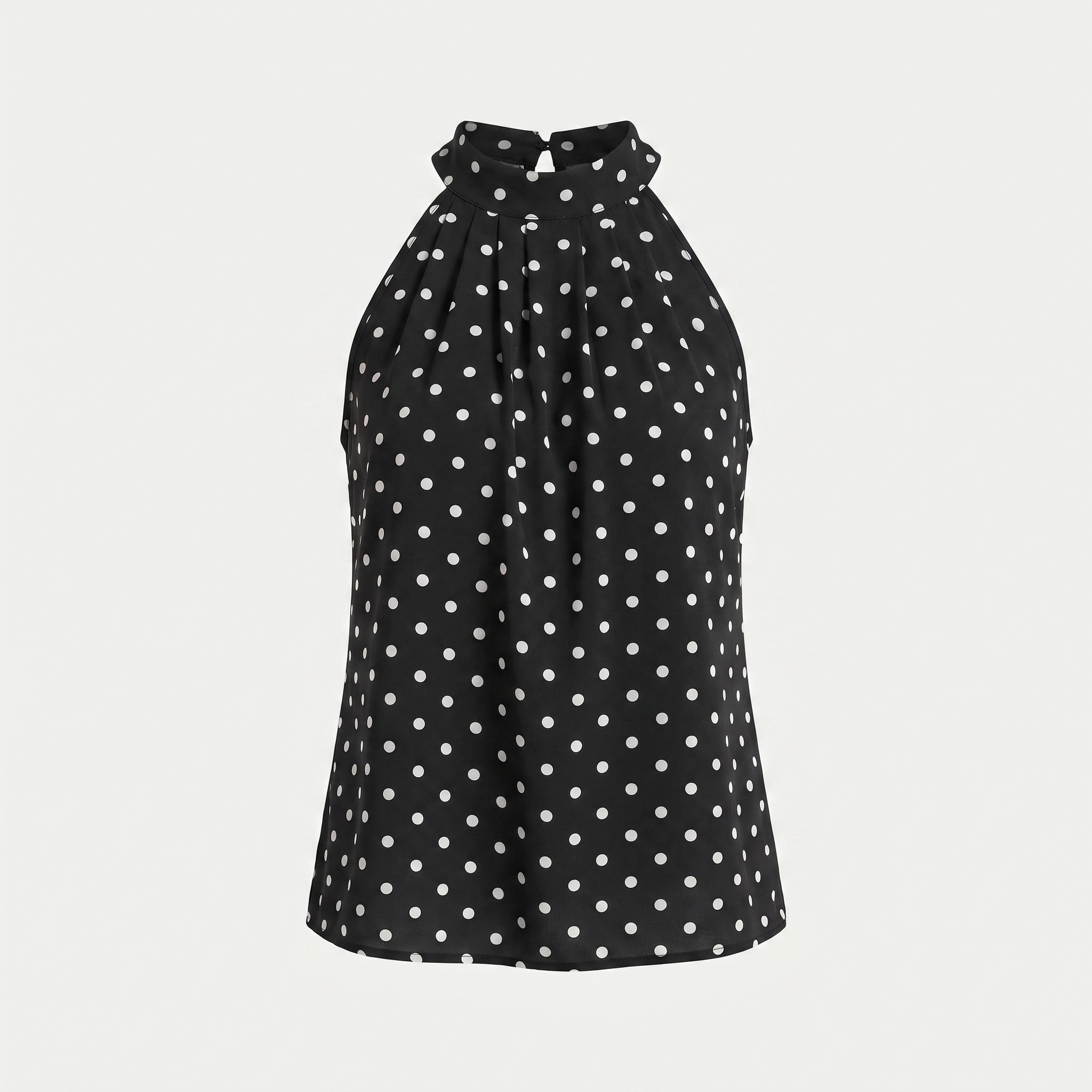 Women's Sleeveless High Neck Polka Dot Top