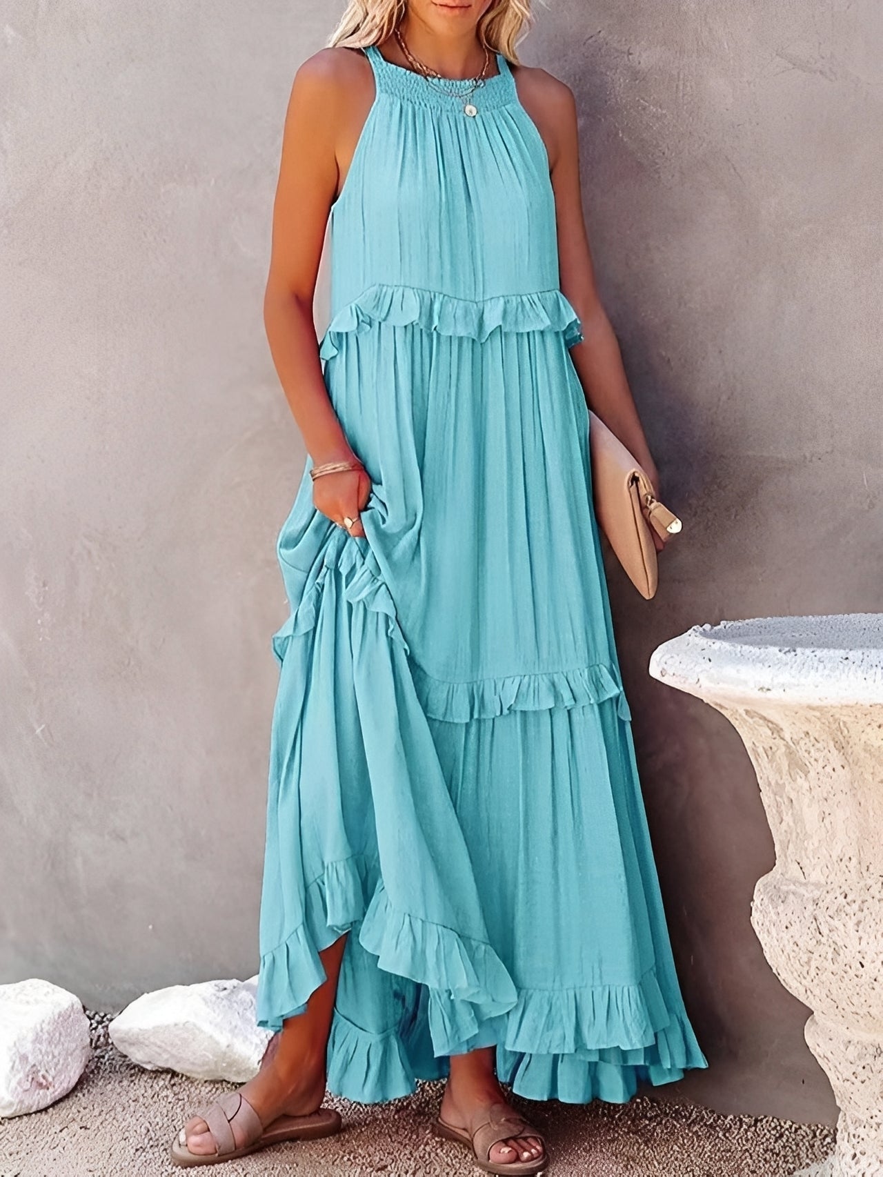 Women's Sleeveless Pleated Dress