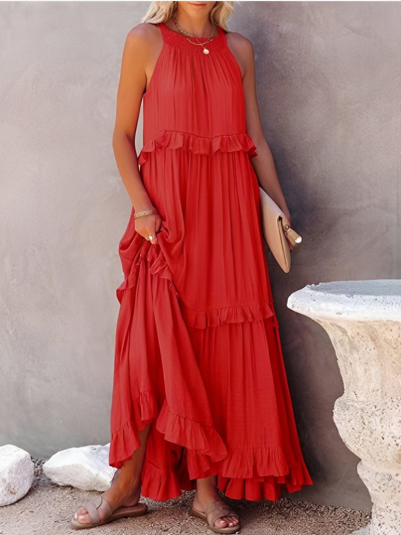 Women's Sleeveless Pleated Dress