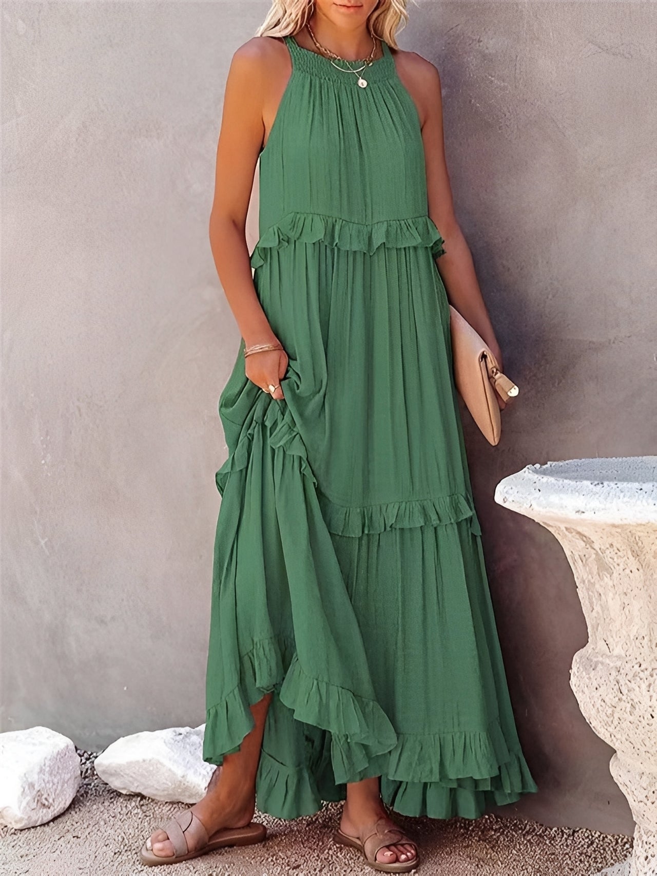 Women's Sleeveless Pleated Dress