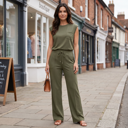 Women's Sleeveless Top and Wide-Leg Trousers Co-Ord Set