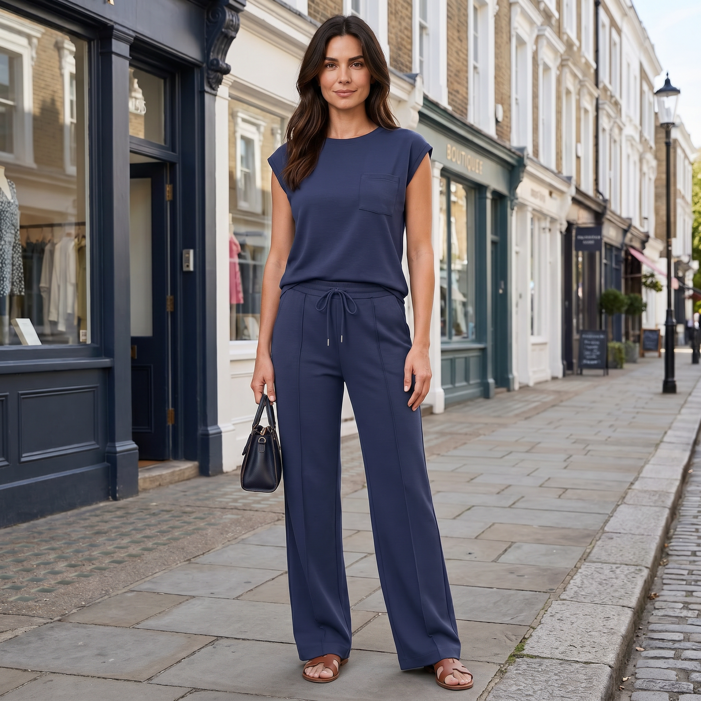 Women's Sleeveless Top and Wide-Leg Trousers Co-Ord Set