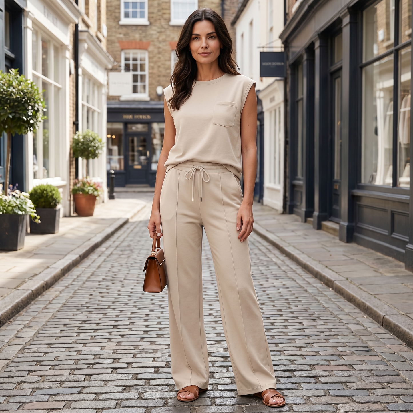 Women's Sleeveless Top and Wide-Leg Trousers Co-Ord Set