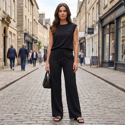 Women's Sleeveless Top and Wide-Leg Trousers Co-Ord Set