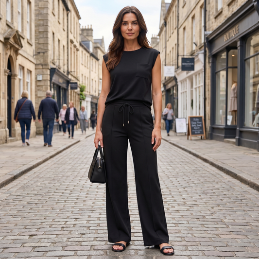 Women's Sleeveless Top and Wide-Leg Trousers Co-Ord Set