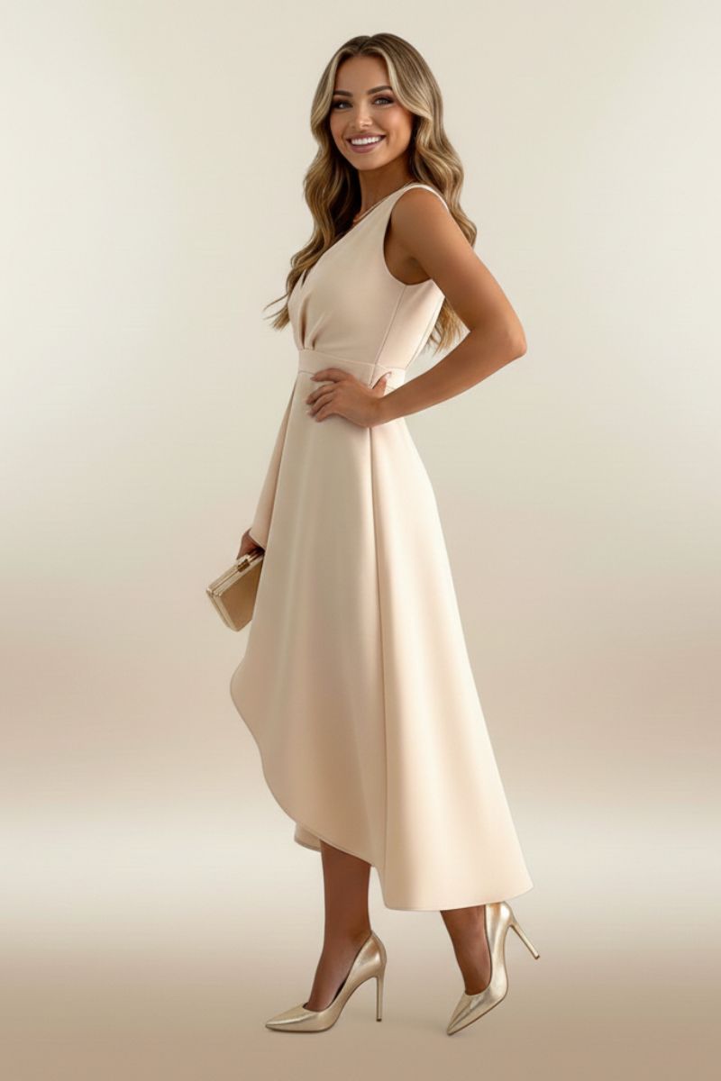 Women's Sleeveless Wrap Midi Dress - Elegant Cocktail Style