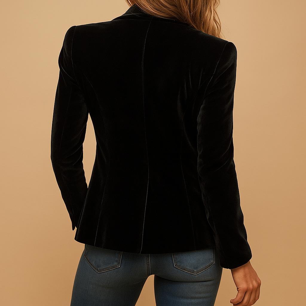 Women's Slim-Fit Retro Blazer with Lapels and Pockets