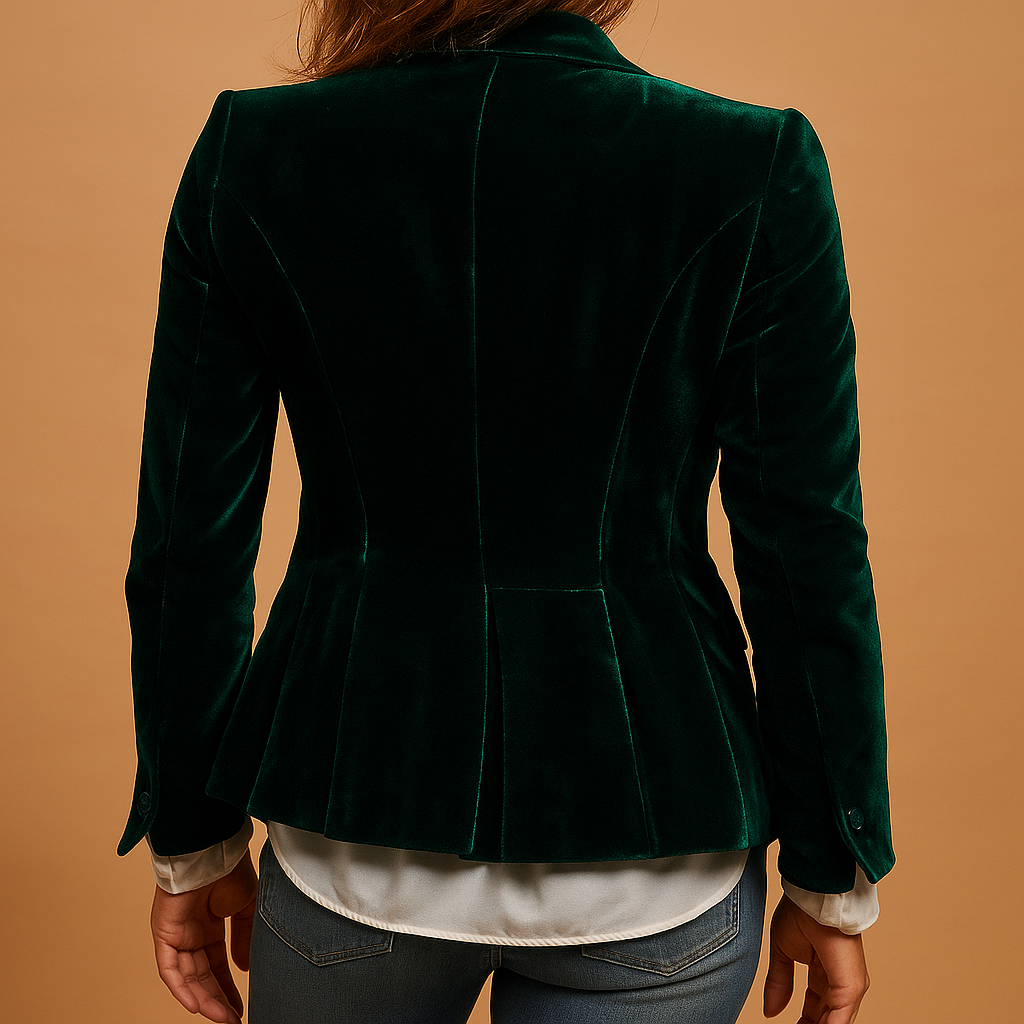 Women's Slim-Fit Retro Blazer with Lapels and Pockets