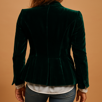 Women's Slim-Fit Retro Blazer with Lapels and Pockets