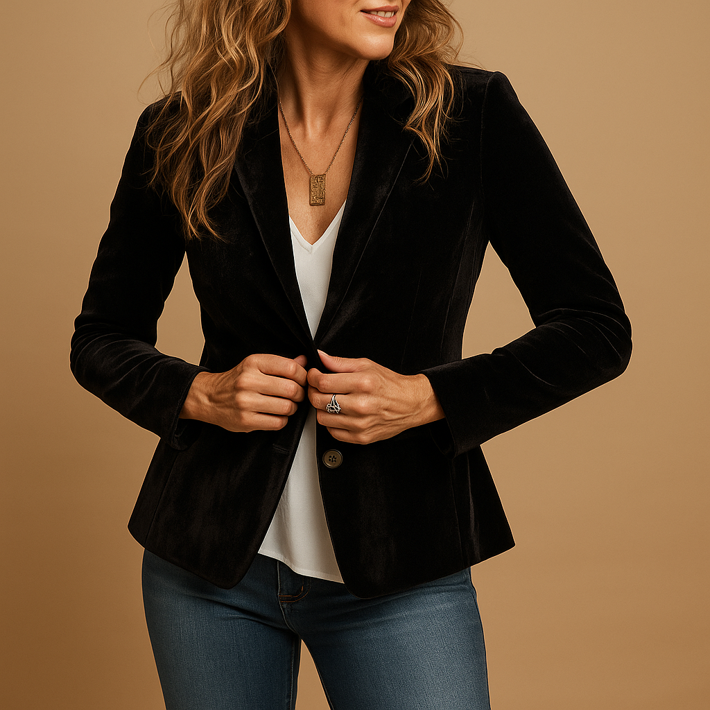 Women's Slim-Fit Retro Blazer with Lapels and Pockets