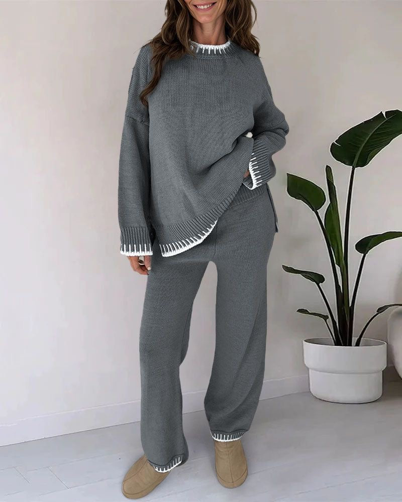 Women's Soft Knitted Lounge Set Two-Piece Outfit