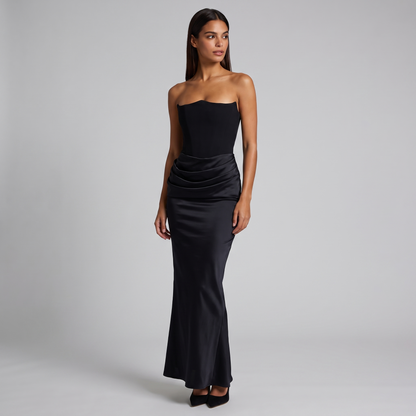 Women's Strapless Corset Maxi Dress