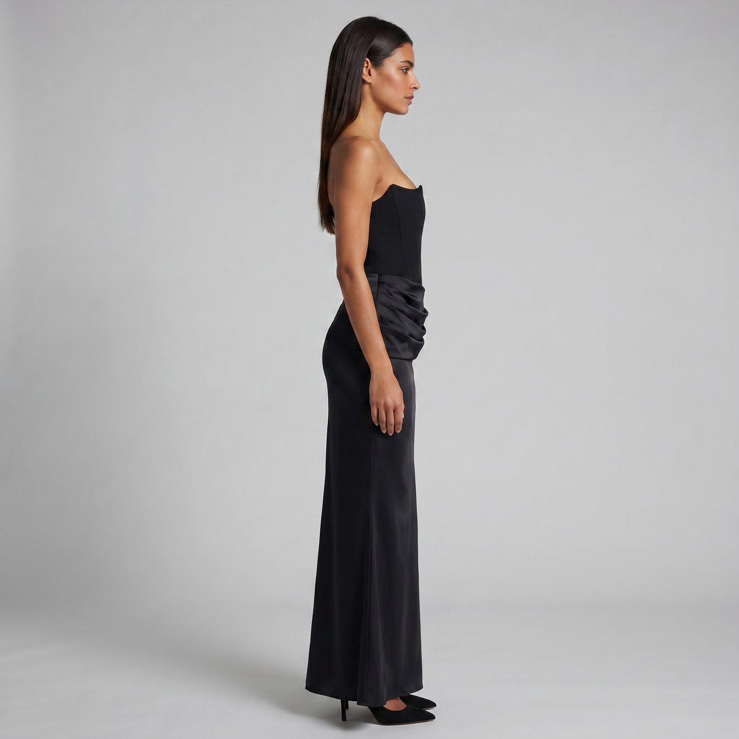 Women's Strapless Corset Maxi Dress