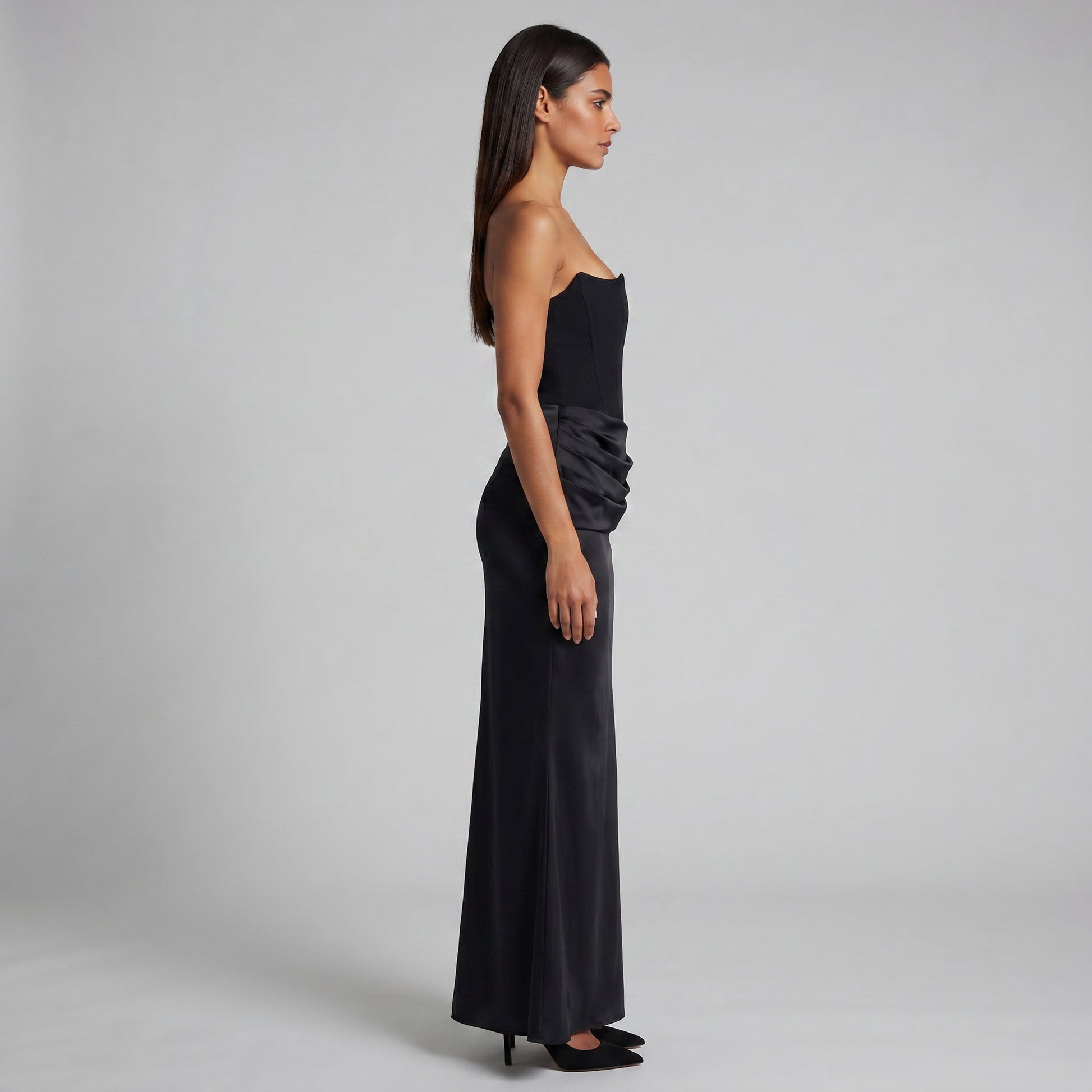 Women's Strapless Corset Maxi Dress