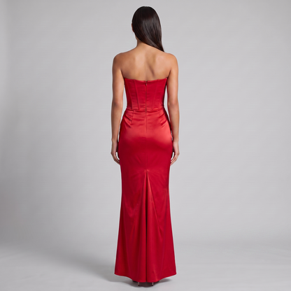 Women's Strapless Corset Maxi Dress