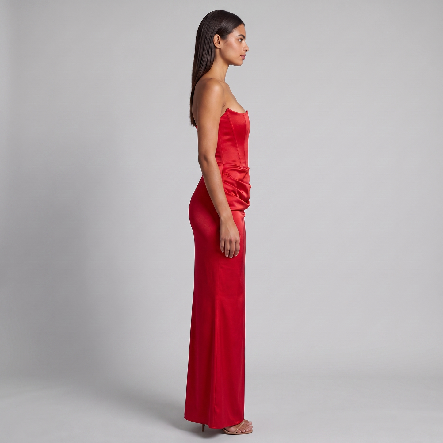 Women's Strapless Corset Maxi Dress