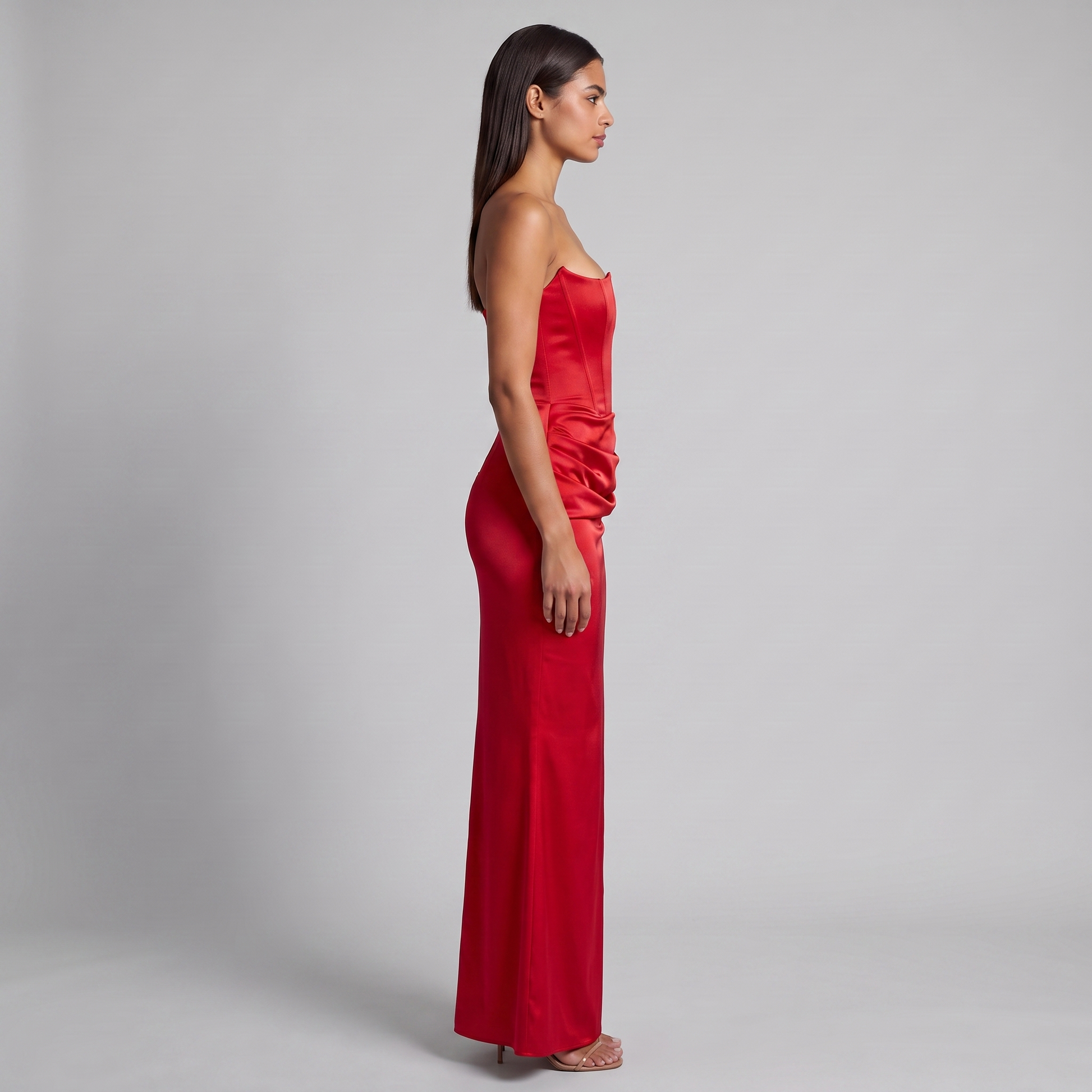 Women's Strapless Corset Maxi Dress