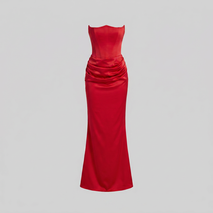 Women's Strapless Corset Maxi Dress