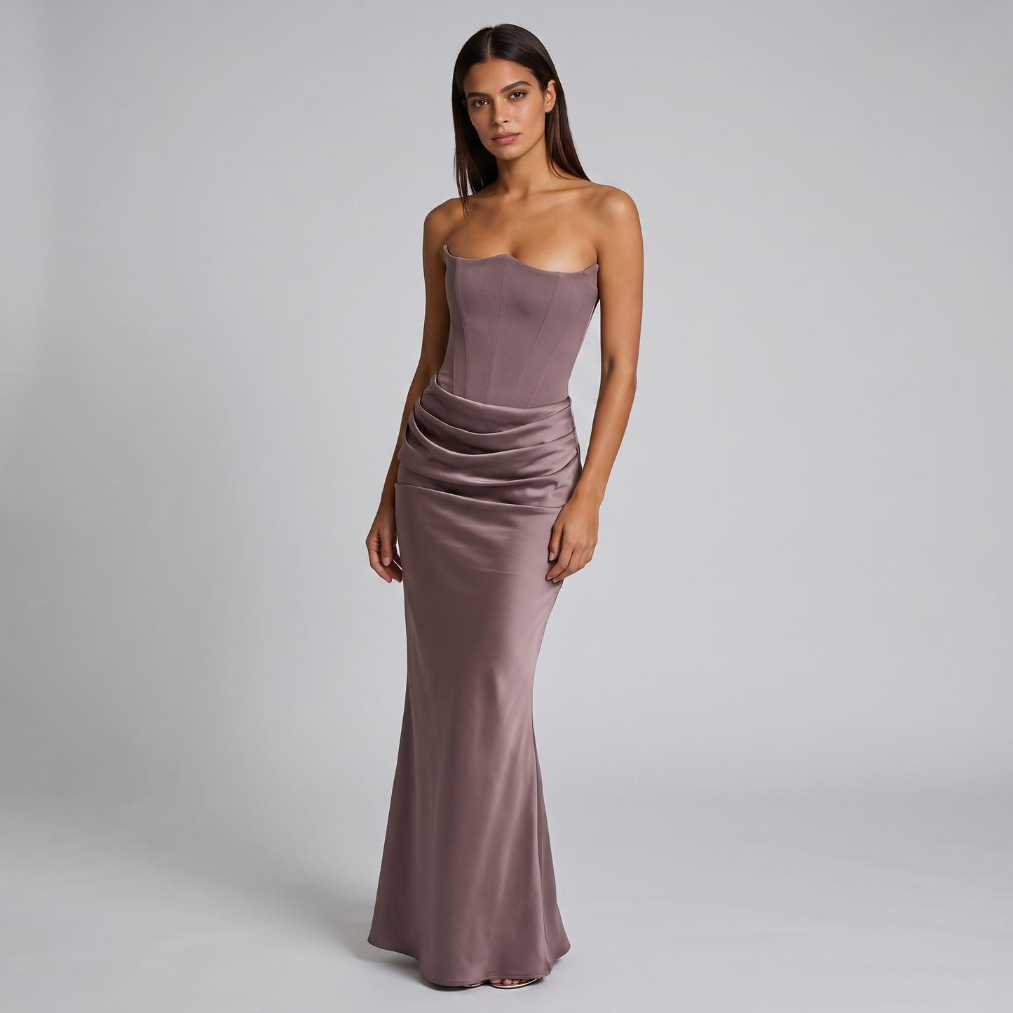 Women's Strapless Corset Maxi Dress