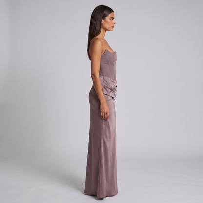 Women's Strapless Corset Maxi Dress
