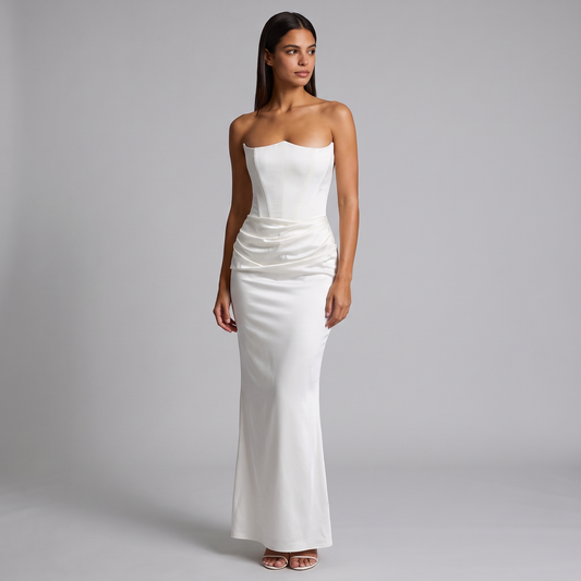 Women's Strapless Corset Maxi Dress